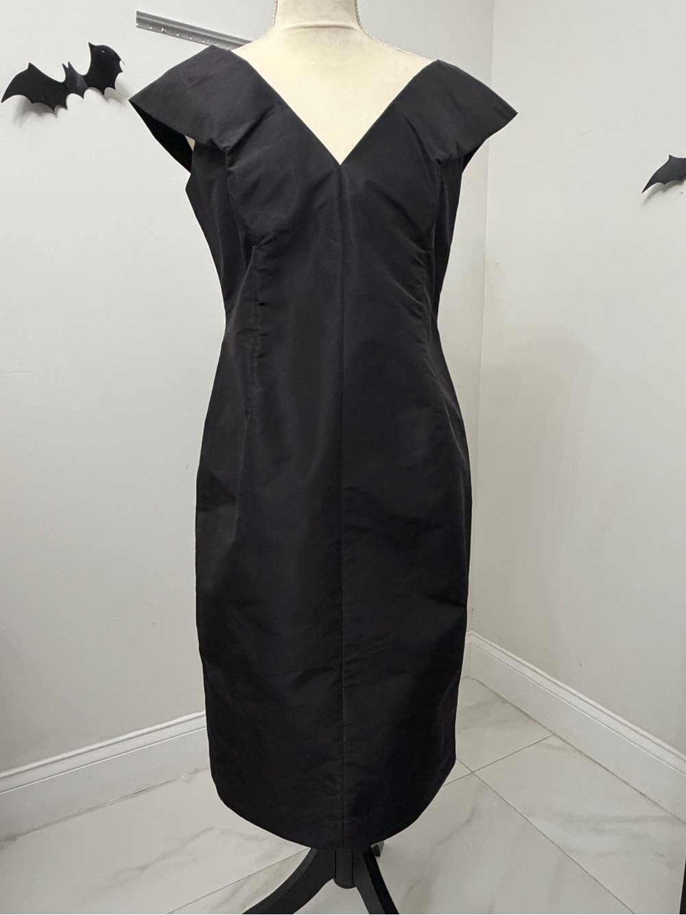 Archival Prada Fall /Winter 2008 Architectural Black Silk Sheath Dress